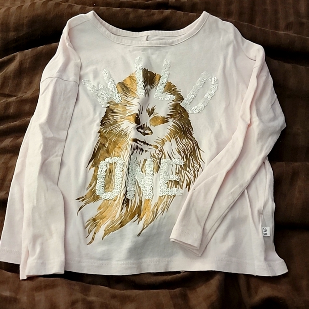 Gap/Star Wars Light Pink Chewbacca Wild One Long-Sleeve Shirt